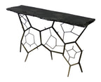 51" Black Stone and Iron Abstract Console Table