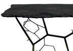 51" Black Stone and Iron Abstract Console Table