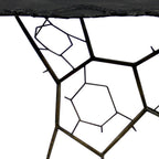 51" Black Stone and Iron Abstract Console Table