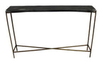 48" Black and Gold Stone and Iron Frame Console Table