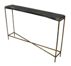 48" Black and Gold Stone and Iron Frame Console Table