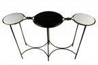50" Black White And Gold Genuine Marble Round Six Leg Console Table