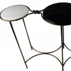 50" Black White And Gold Genuine Marble Round Six Leg Console Table