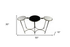 50" Black White And Gold Genuine Marble Round Six Leg Console Table