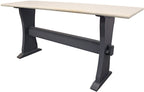 70" Ivory and Black Genuine Marble and Solid Wood Trestle Console Table