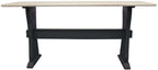 70" Ivory and Black Genuine Marble and Solid Wood Trestle Console Table