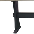 70" Ivory and Black Genuine Marble and Solid Wood Trestle Console Table
