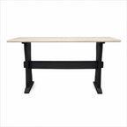 70" Ivory and Black Genuine Marble and Solid Wood Trestle Console Table