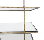 59" Antiqued Gold And Clear Iron and Glass Five Tier Etagere Bookcase