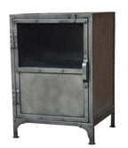 20" Silver Metal Accent Cabinet With Two Shelves