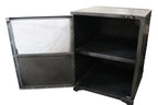 20" Silver Metal Accent Cabinet With Two Shelves