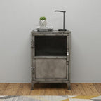 20" Silver Metal Accent Cabinet With Two Shelves