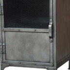 20" Silver Metal Accent Cabinet With Two Shelves