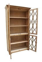 47" Natural Solid Wood Carved Geometric Accent Cabinet With Four Doors