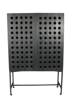 48" Dark Gray Solid Wood and Metal Holey Two Door Accent Chest