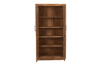 80" Brown Solid Wood Display Stand With Two Doors