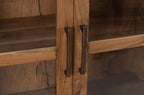 80" Brown Solid Wood Display Stand With Two Doors