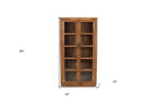 80" Brown Solid Wood Display Stand With Two Doors