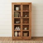 80" Brown Solid Wood Display Stand With Two Doors