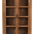 80" Brown Solid Wood Display Stand With Two Doors