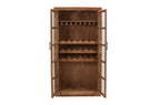 42" Brown Solid Wood And Glass Bar Cabinet With Four Shelves