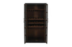 80" Dark Gray Distressed Solid Wood Bar Cabinet With Two Doors