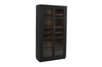 80" Dark Gray Distressed Solid Wood Bar Cabinet With Two Doors