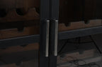 80" Dark Gray Distressed Solid Wood Bar Cabinet With Two Doors