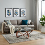 39" Clear and Brown Glass And Solid Wood Round Abstract Coffee Table