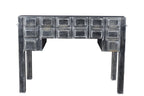 46" Black Solid Wood Writing Desk With Seven Drawers