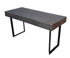 58" Gray and Black Solid Wood and Iron Sled Writing Desk With Three Drawers