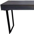58" Gray and Black Solid Wood and Iron Sled Writing Desk With Three Drawers