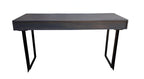 58" Gray and Black Solid Wood and Iron Sled Writing Desk With Three Drawers