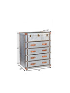 42" Silver Aluminum Four Drawer Dresser
