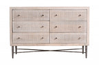 48" Brushed Ivory Solid Wood Six Drawer Double Dresser