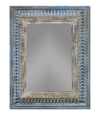50" Blue and Silver Solid Wood Framed Accent Mirror