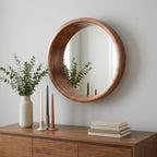 21" Copper Round Metal Framed Accent Mirror