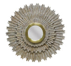 44" Antiqued Gold Sunburst Wood and Metal Framed Accent Mirror