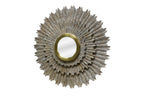 44" Antiqued Gold Sunburst Wood and Metal Framed Accent Mirror