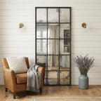 72" Black Metal Framed Full Length Antiqued Glass Hanging Mirror