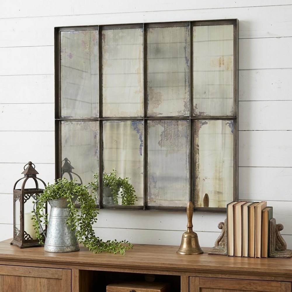 40" Black Square Metal Framed Accent Mirror