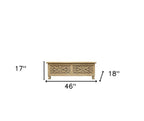 46" Antique White Solid Carved Wood Scroll Bench with Flip Top