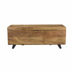 46" Brown and Black Distressed Solid Wood Storage Bench with Flip Top