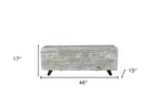 46" Gray and Black Distressed Solid Wood Storage Bench with Flip Top