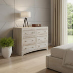 60" Brown Solid Wood Six Drawer Double Dresser
