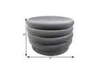 31" Gray Velvet Tufted Round Cocktail Ottoman