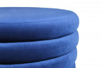 31" Blue Velvet Tufted Round Cocktail Ottoman