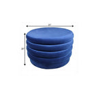 31" Blue Velvet Tufted Round Cocktail Ottoman