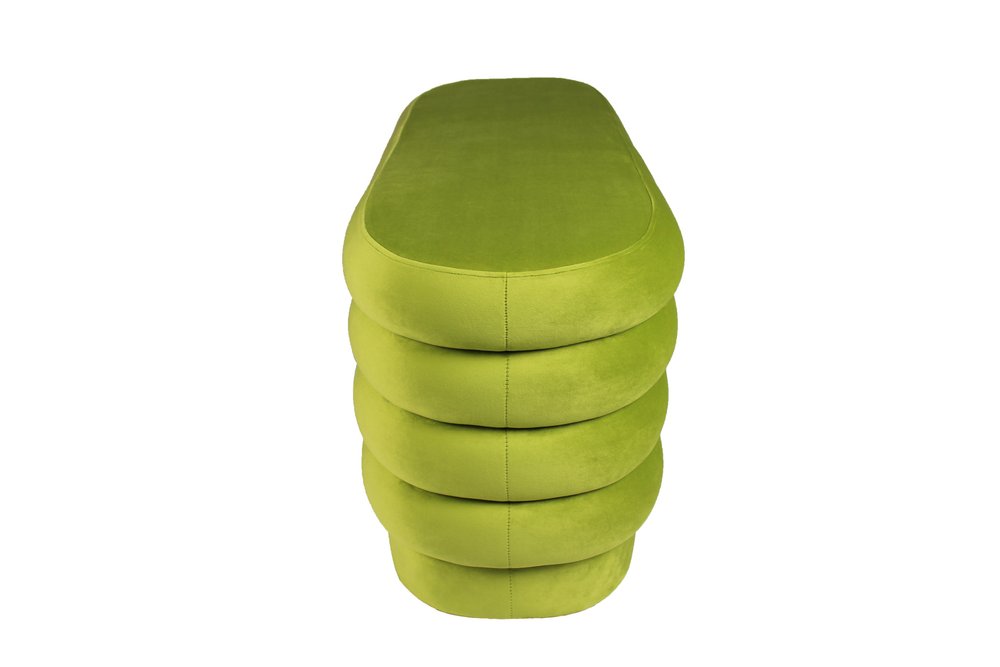 44" Green Velvet Tufted Oval Ottoman