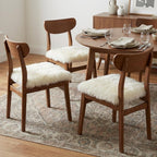 Set Of Four 17" X 17" Natural Wool Solid Color Chair Pads